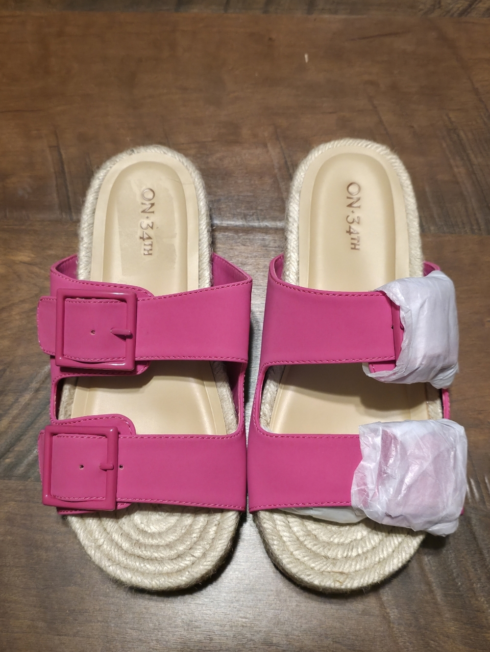 Pink Double-Buckle Slide Sandals Size 5.5